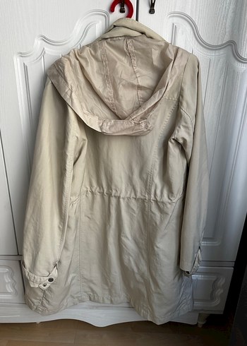 Bej Düğmeli Kadın Trençkot - Görsel 4