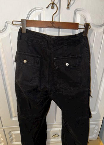 Siyah Bershka Cargo Düz Model Kot Pantolon - Görsel 7