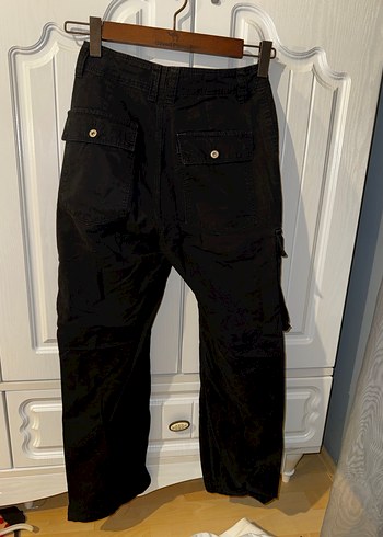 Siyah Bershka Cargo Düz Model Kot Pantolon - Görsel 8