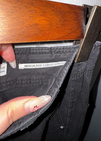 Siyah Bershka Cargo Düz Model Kot Pantolon - Görsel 6