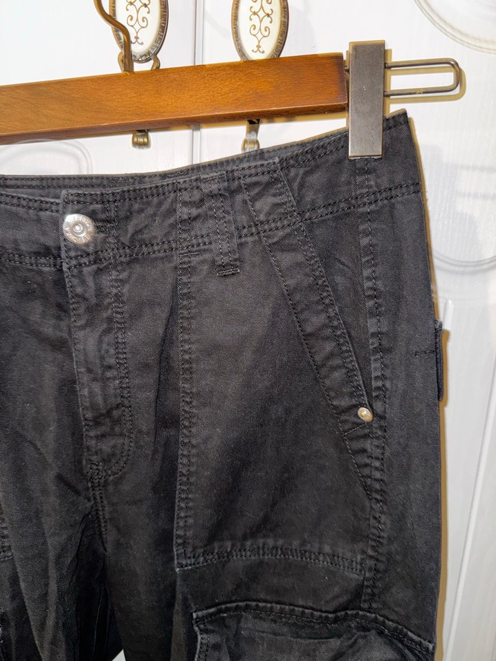 Siyah Bershka Cargo Düz Model Kot Pantolon - Görsel 4