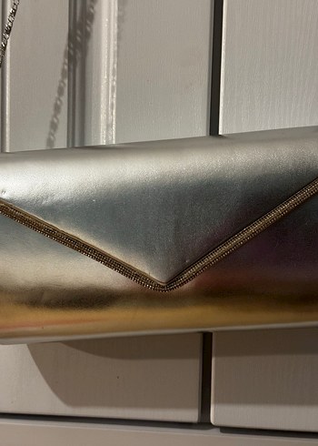 Zincir Detaylı Metal Kadın Abiye/Gece Çantası/Clutch - Görsel 2