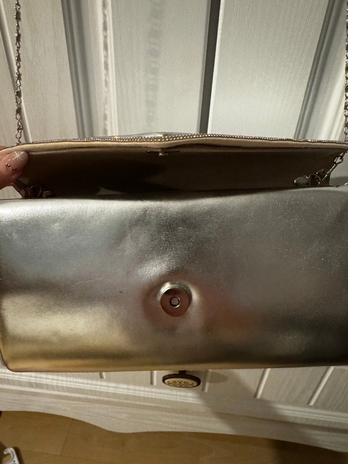 Zincir Detaylı Metal Kadın Abiye/Gece Çantası/Clutch - Görsel 3