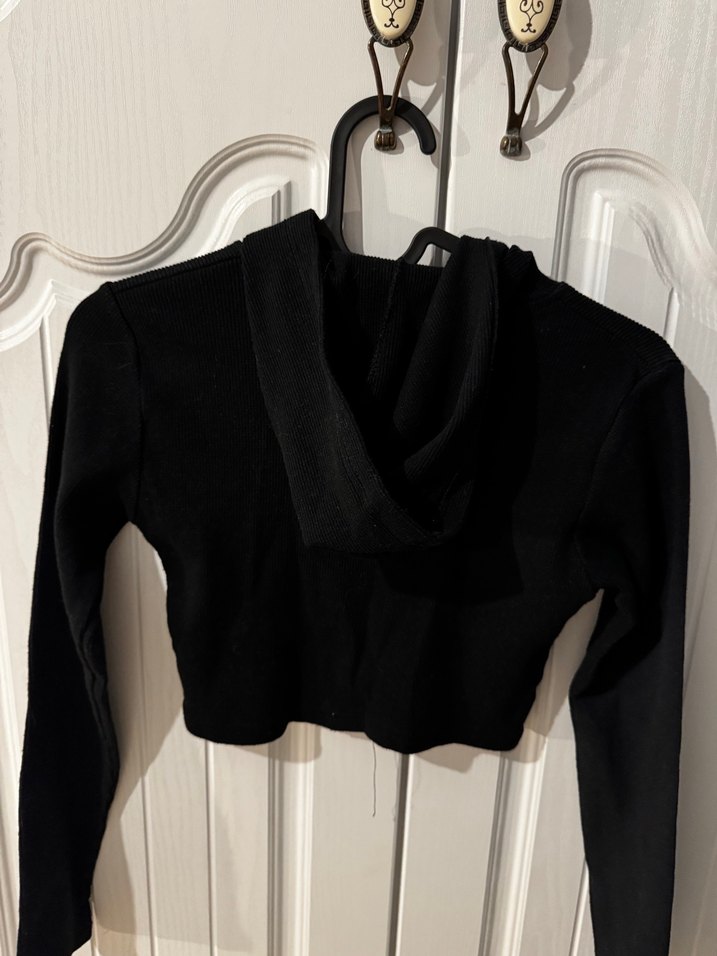 Siyah Crop Kadın Hırka - Görsel 4