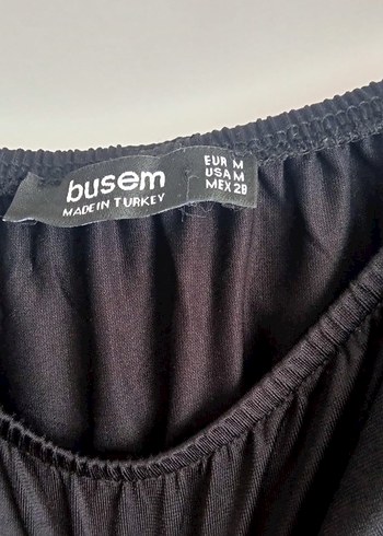 m Beden Siyah Drapeli Straplez Uzun Kollu Bluz