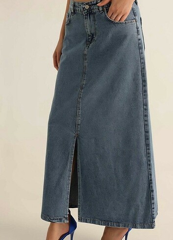 Kadın Zara Model Uzun Kot Etek 