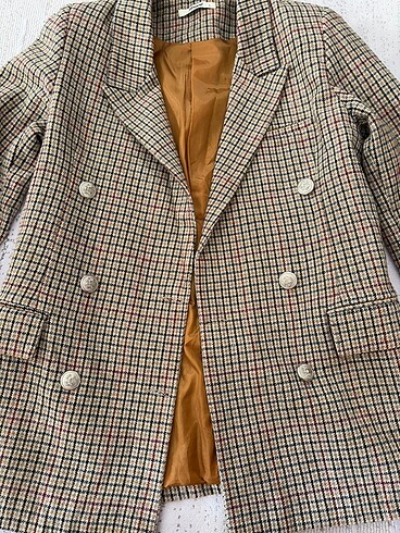 Kadın ekoseli blazer ceket