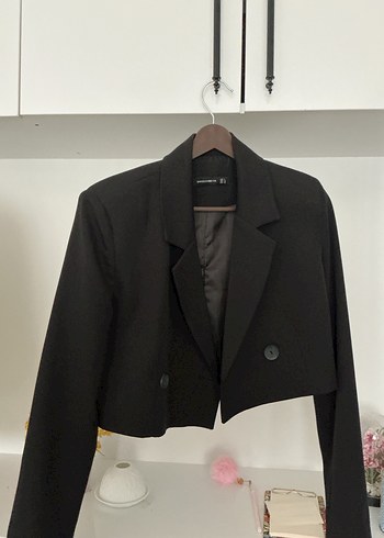 Düğmeli Siyah Kadın Blazer Ceket - Görsel 3