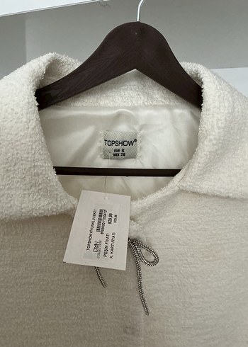 Düğmeli Beyaz Midi Kadın Ceket - Görsel 5