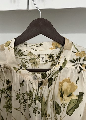 Bej Çiçek Desenli Uzun Kollu Gömlek - Görsel 3