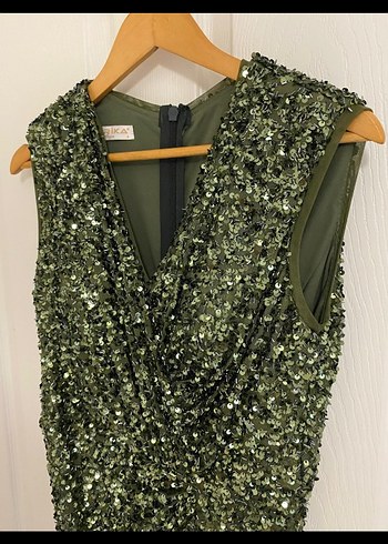 Drapeli Klasik V Yaka Uzun Abiye Elbise - Görsel 3