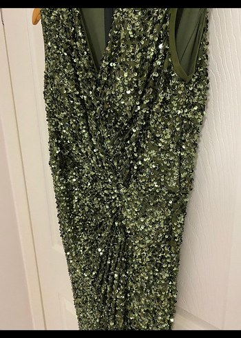 Drapeli Klasik V Yaka Uzun Abiye Elbise - Görsel 5