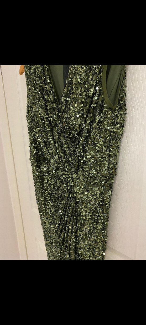 Drapeli Klasik V Yaka Uzun Abiye Elbise - Görsel 5