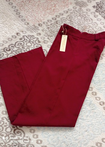 Bordo Kumaş Kadın Pantolon