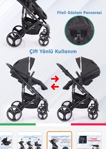 Prego Range Pro Siyah Bebek Arabası ve Oto Koltuğu - Görsel 5