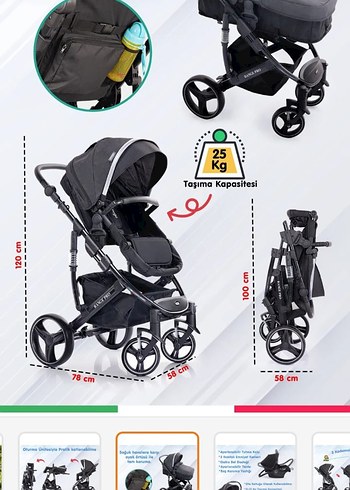 Prego Range Pro Siyah Bebek Arabası ve Oto Koltuğu - Görsel 2