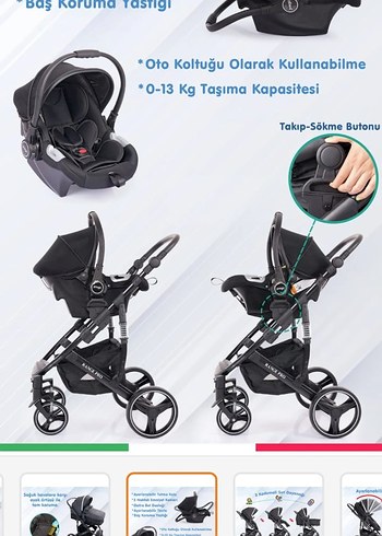 Prego Range Pro Siyah Bebek Arabası ve Oto Koltuğu - Görsel 4