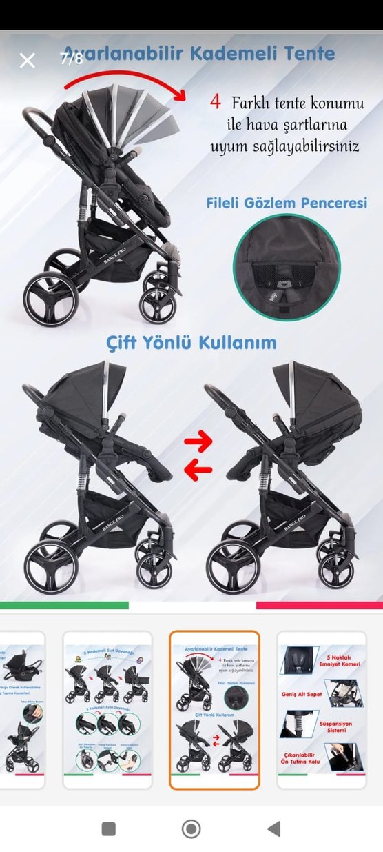 Prego Range Pro Siyah Bebek Arabası ve Oto Koltuğu - Görsel 5