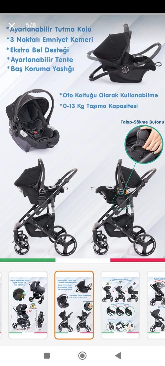 Prego Range Pro Siyah Bebek Arabası ve Oto Koltuğu - Görsel 4
