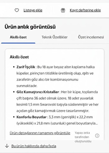 Cate & Chloe  Beyaz Altın Kaplama Swarovski Kristalli Halka Küpe - Görsel 2