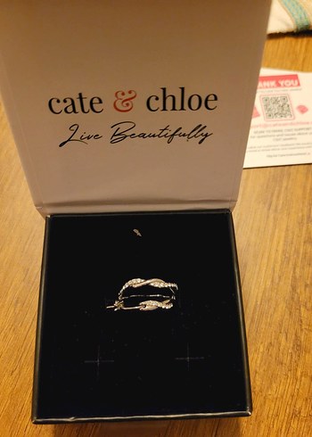 Cate & Chloe  Beyaz Altın Kaplama Swarovski Kristalli Halka Küpe - Görsel 5