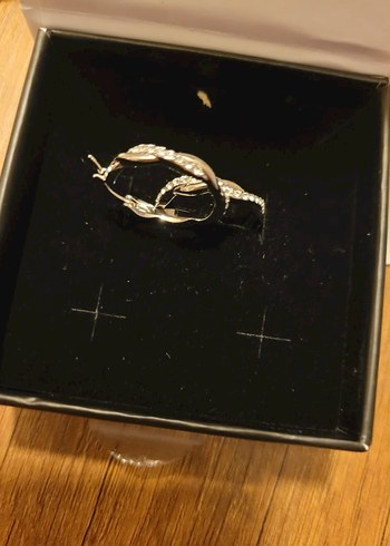 Cate & Chloe  Beyaz Altın Kaplama Swarovski Kristalli Halka Küpe - Görsel 4