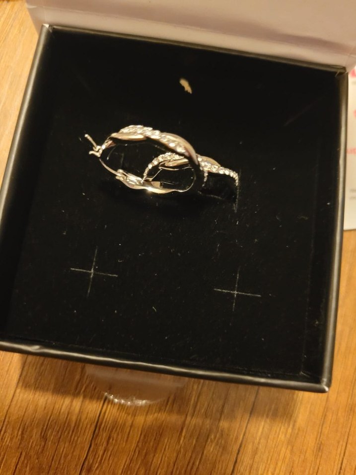 Cate & Chloe  Beyaz Altın Kaplama Swarovski Kristalli Halka Küpe - Görsel 4