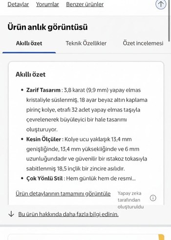 Cate & Chloe Beyaz Altın Kaplama Kolye - Görsel 2