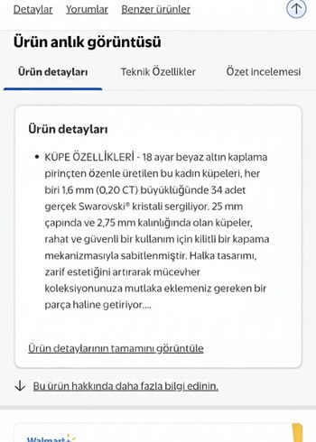 Cate & Chloe Beyaz Altın Kaplama Swarovski Küpeler - Görsel 2