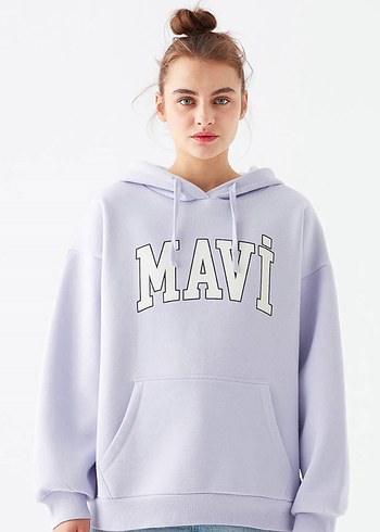 Mavi Kapüşonlu Sweatshirt