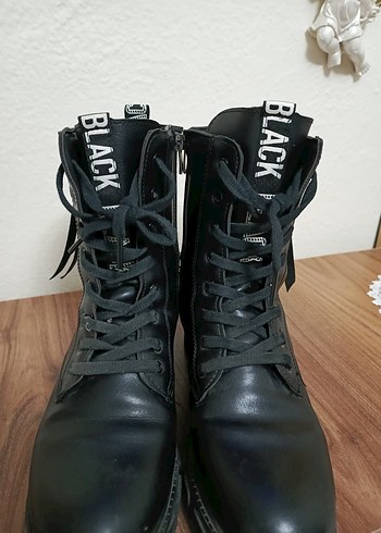 Siyah Deri Goth Stiletto Topuklu Bot - Görsel 3