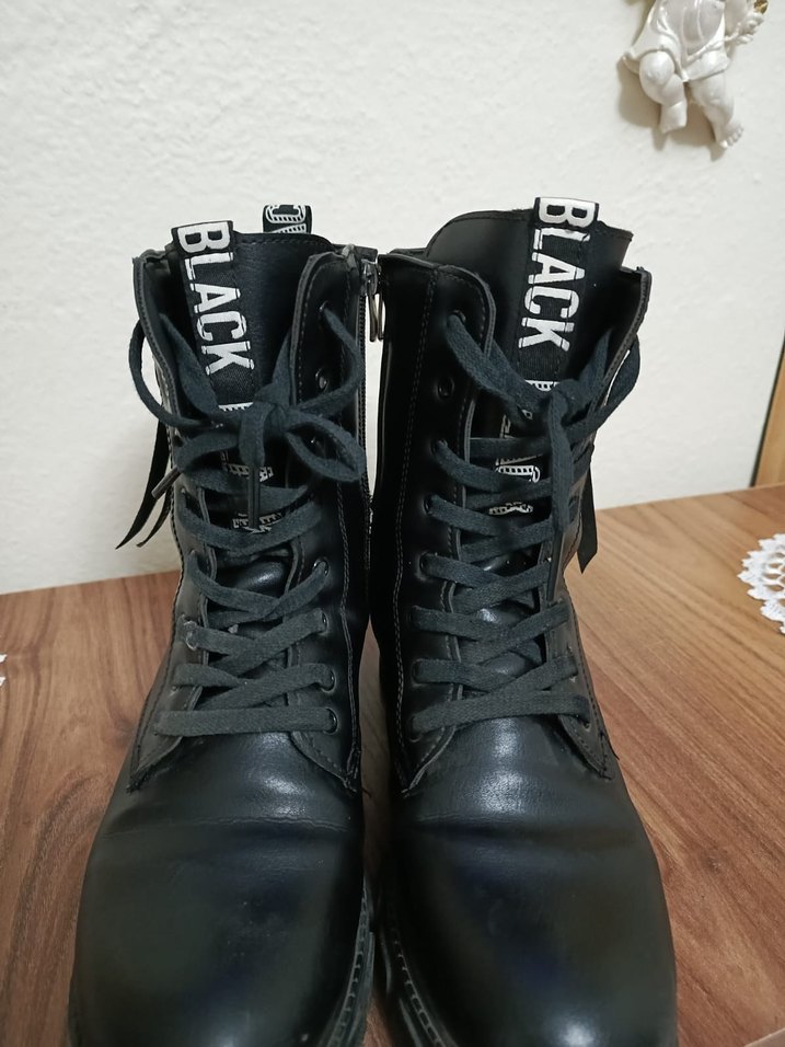 Siyah Deri Goth Stiletto Topuklu Bot - Görsel 3