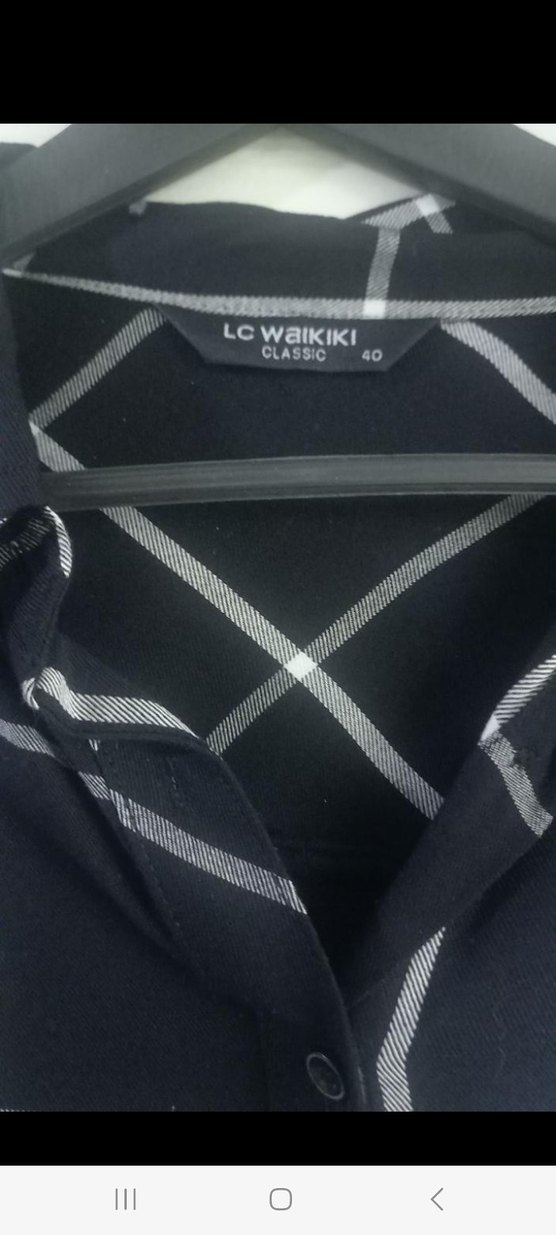 Düğmeli Siyah Kareli Kadın Gömlek - Görsel 3