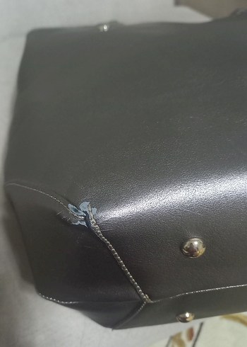 Gri Deri Kadın Omuz Çantası - Görsel 5