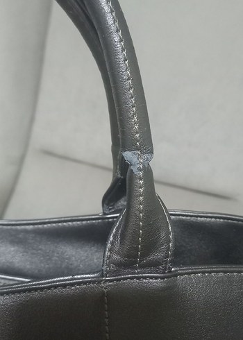 Gri Deri Kadın Omuz Çantası - Görsel 4