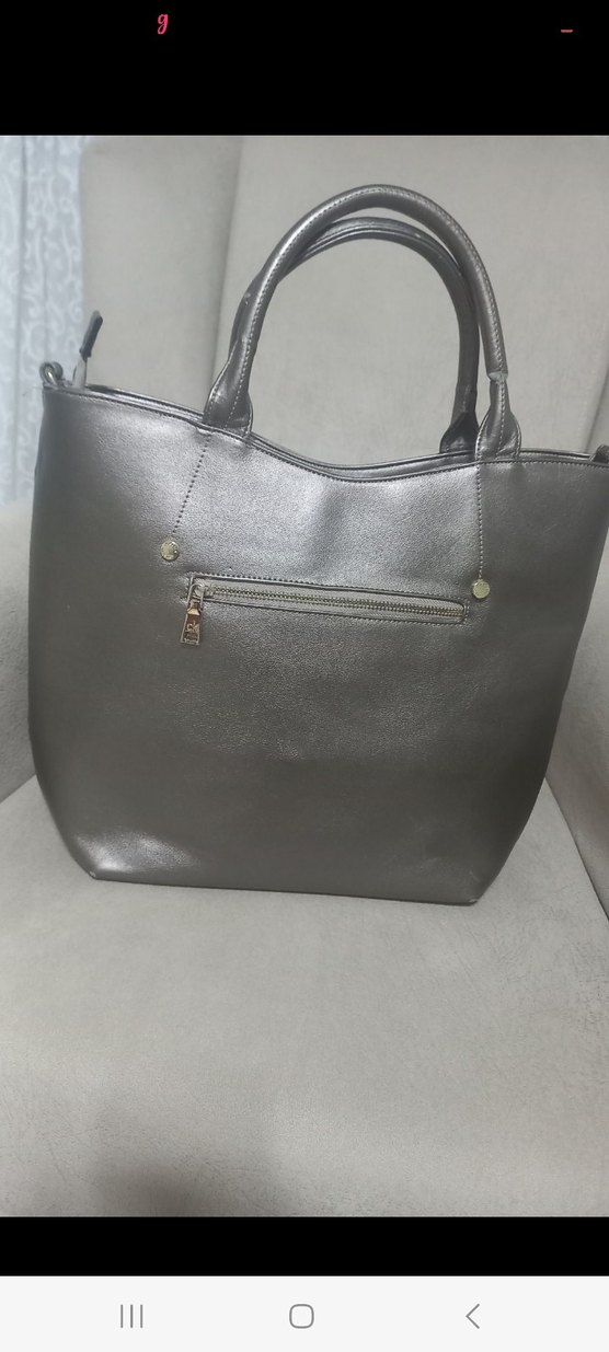 Gri Deri Kadın Omuz Çantası - Görsel 2