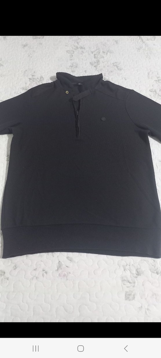 Siyah Erkek Düğmeli Sweatshirt - Görsel 2