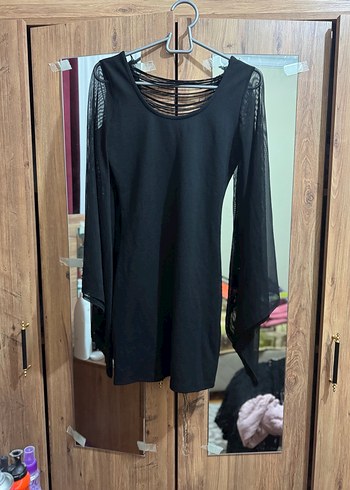 Uzun Kollu Siyah Gotik Midi Elbise - Görsel 5