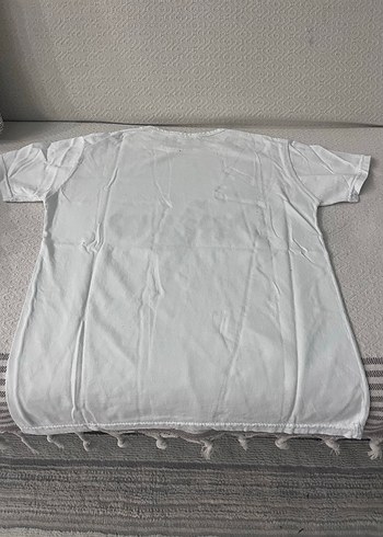 Baskılı Beyaz Pamuklu Unisex Tişört - Görsel 2