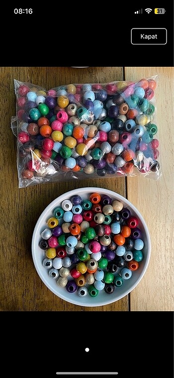 Ahşap renkli boncuk 10 mm