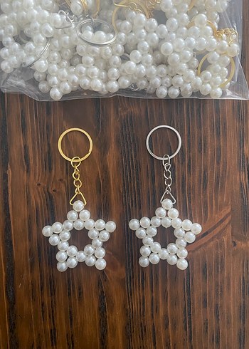 Boncuklu Beyaz Yıldız Anahtarlık - Görsel 3