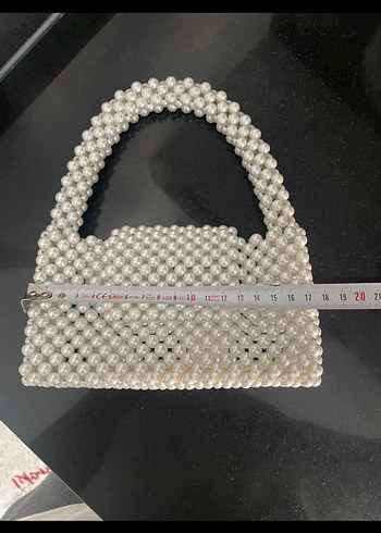 Beyaz Boncuklu Kadın El Çantası - Görsel 4