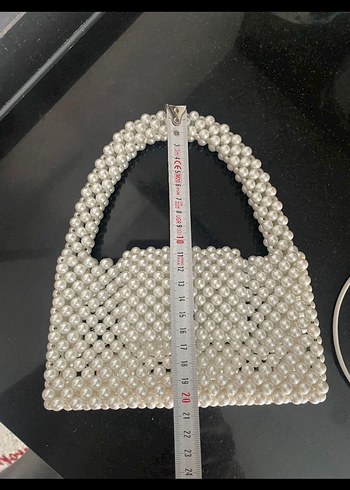 Beyaz Boncuklu Kadın El Çantası - Görsel 5