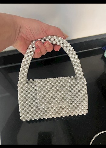 Beyaz Boncuklu Kadın El Çantası - Görsel 6