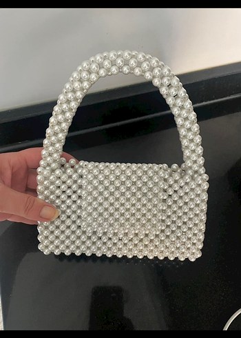 Beyaz Boncuklu Kadın El Çantası - Görsel 2