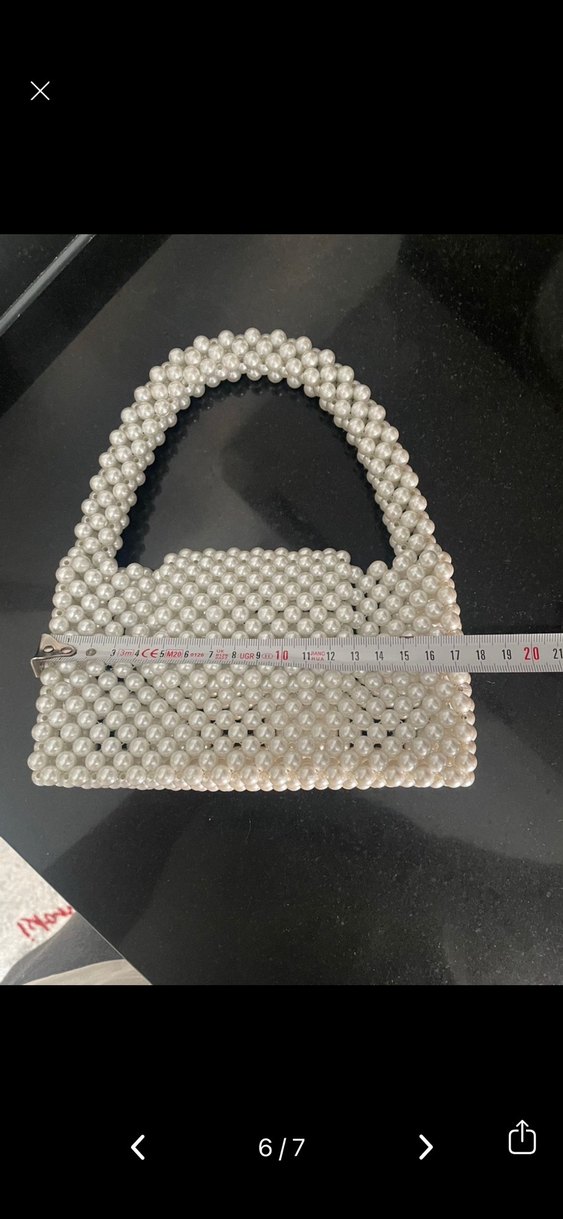 Beyaz Boncuklu Kadın El Çantası - Görsel 4