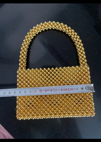 Altın Renk Boncuklu Kadın Çanta - Görsel 3
