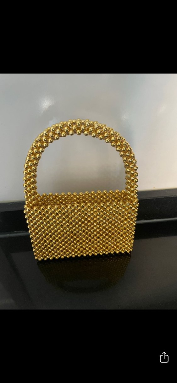 Altın Renk Boncuklu Kadın Çanta - Görsel 2