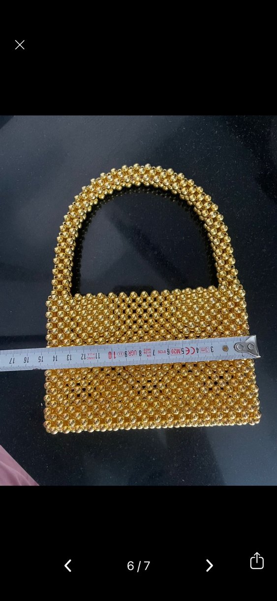 Altın Renk Boncuklu Kadın Çanta - Görsel 3