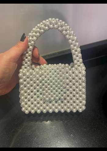 Boncuk İşlemeli Beyaz Kadın Çanta - Görsel 2